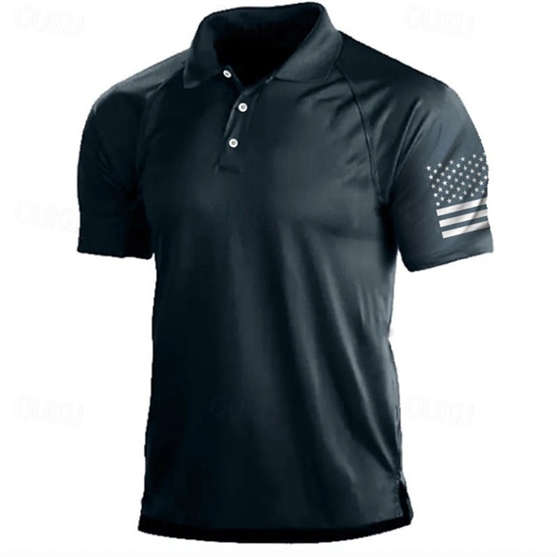 Golf Equipment Rental - 3D-Druck USA-Flagge Muster Poloshirt für Männer