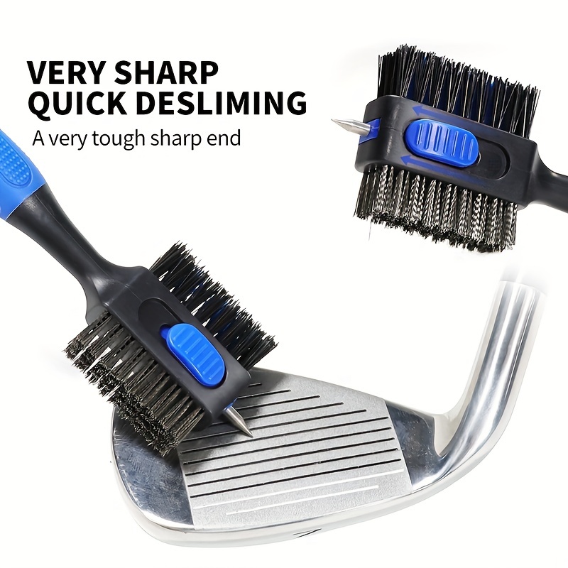 Golf Equipment Rental - Doppelseitige Golfschläger-Reinigungsbürste, einziehbarer Rillenreiniger mit Karabiner,